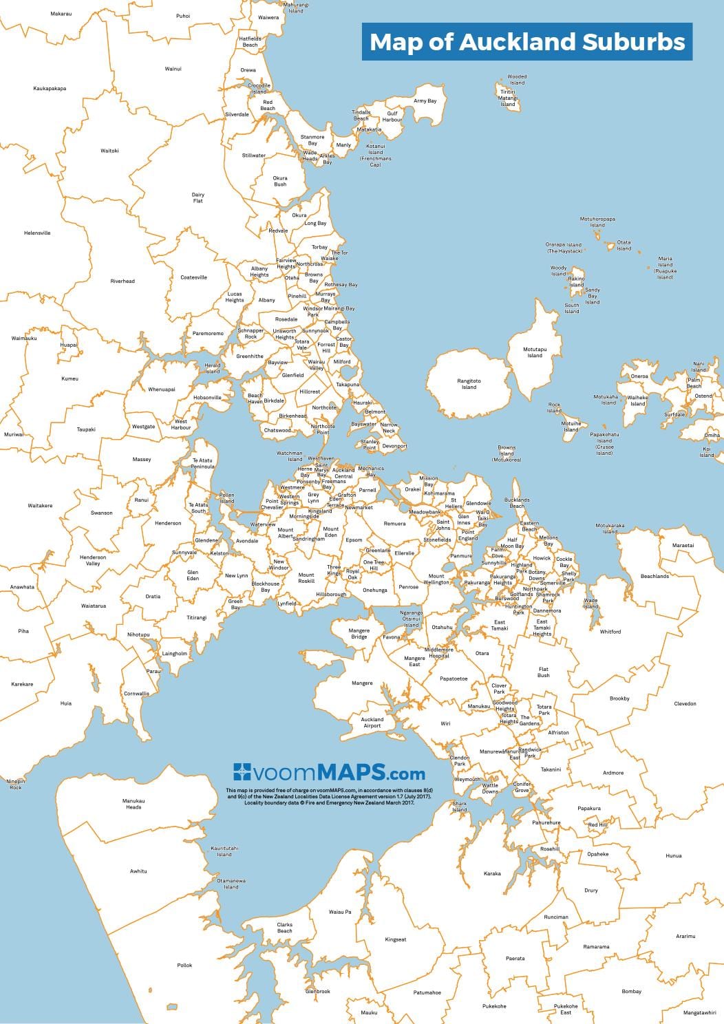 mapa Aucklandu predgrađa