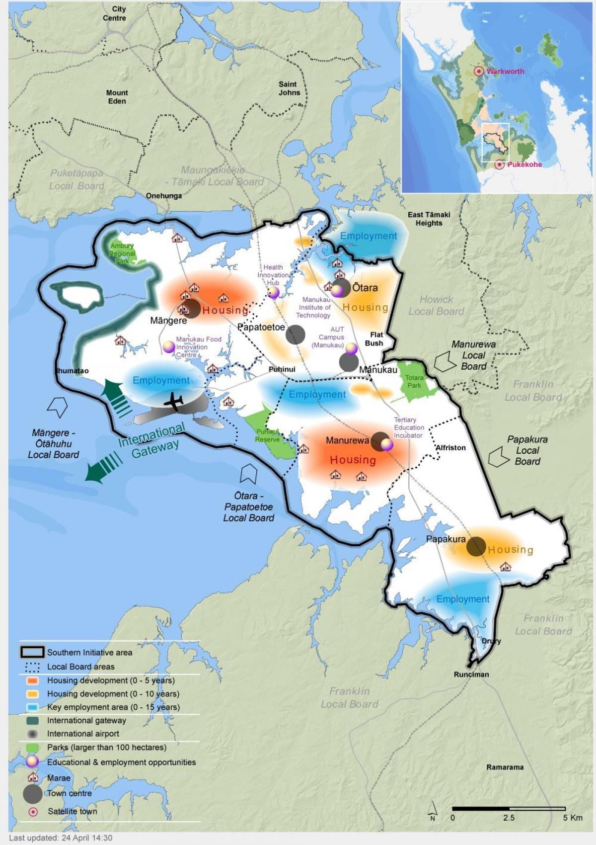 mapa na jug Aucklandu