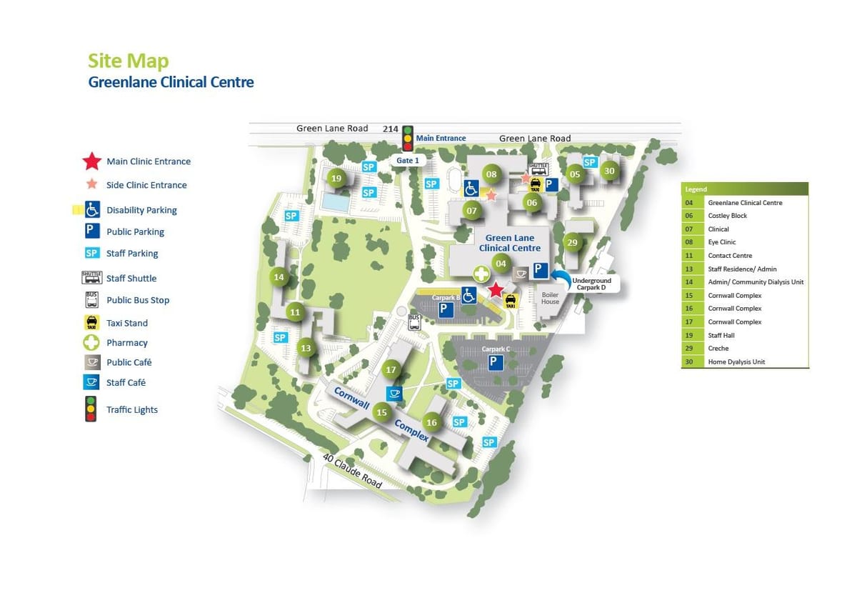 mapa Middlemore bolnici