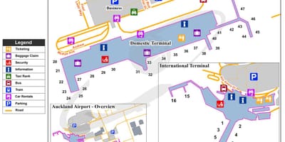 Aucklandu aerodrom domaći terminal mapu